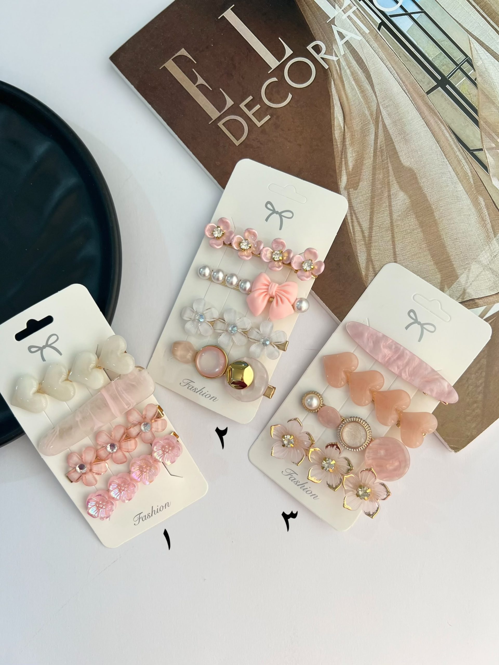 پک گیره مو صورتی مرواریدی